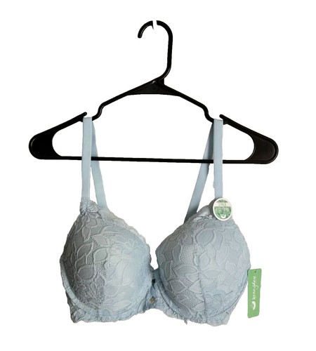 BEBE Intimate Push up Bra Silver Metallic Lace Bra Logo Chains Sz