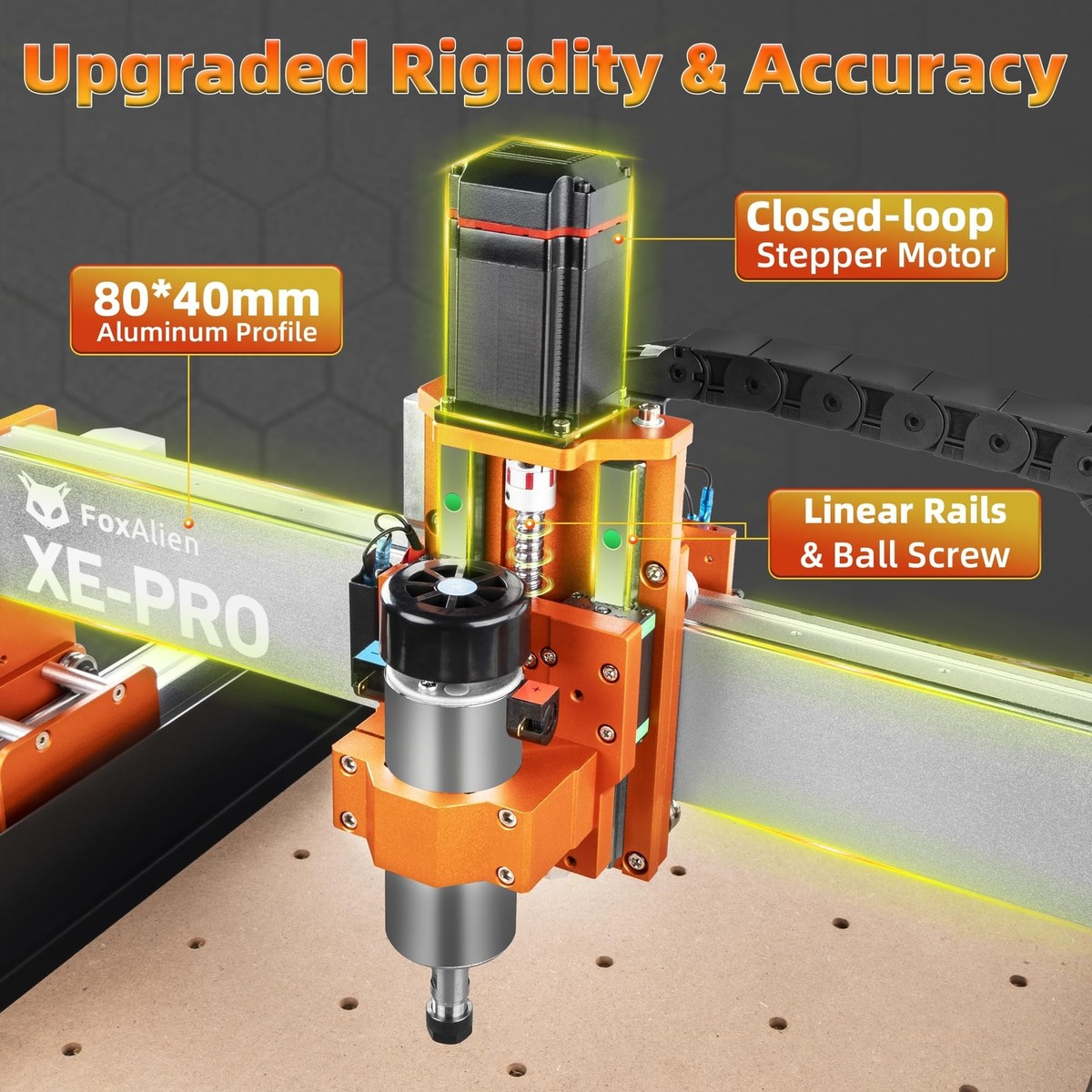 FoxAlien CNC Router Machine XE-PRO with Ball Screws, 400W Spindle