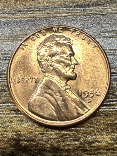 1956 D GEM BU Red Lincoln Wheat Cent Penny From Original Bank Roll FREE SHIPPING