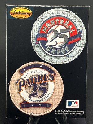 1993 TWCC Ted Williams POG Montreal Expos San Diego Padres 25th Anniversary Logo