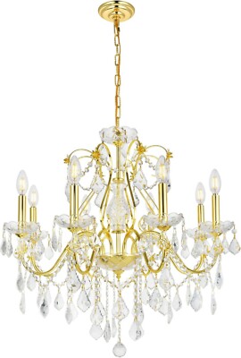 Crystal Chandelier Gold Living Dining Room Foyer Bedroom Ceiling 8 Light Fixture