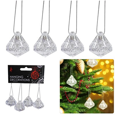 4 Stück Acryl klare Diamanten 2,5 cm, Weihnachten Hängedeko Weihnachtsschmuck