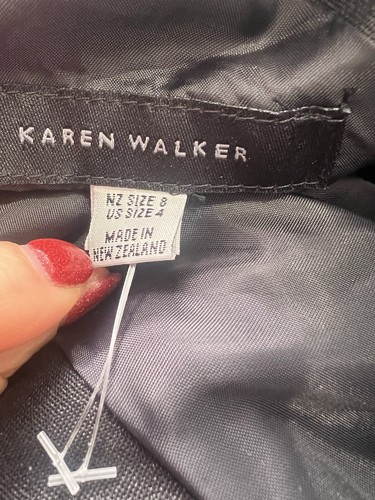 WOMEN'S KAREN WALKER NEW ZEALAND WRAP RUCHED PENCIL STRAIGHT MIDI BLACK SKIRT 4 - Picture 7 of 7