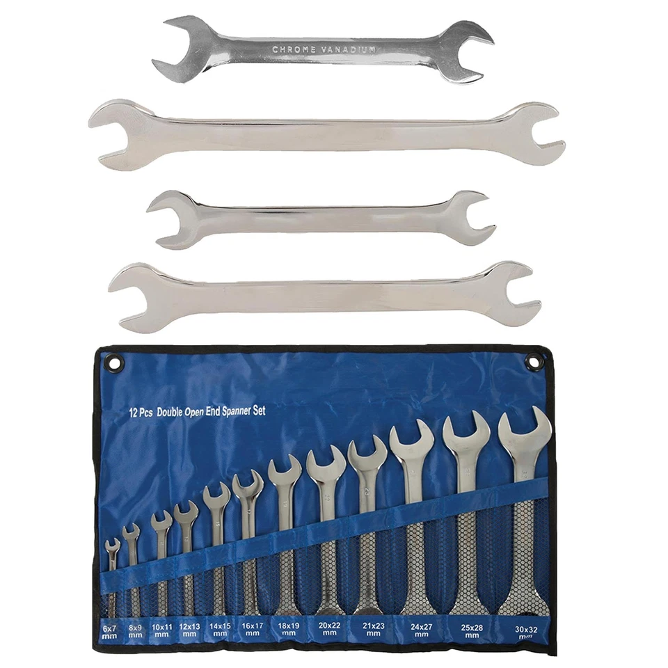 LEVOX 6mm - 32mm Open Ended Spanners & Set Metric Polished Finish Chrome Vanadium