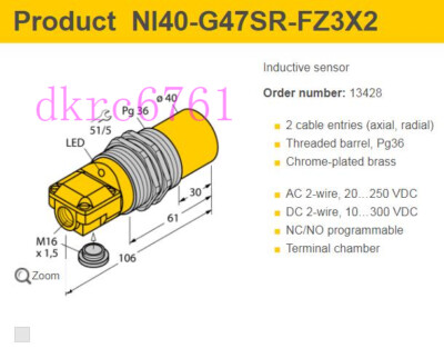 ONE NEW TURCK Proximity Switch NI40-G47SR-FZ3X2