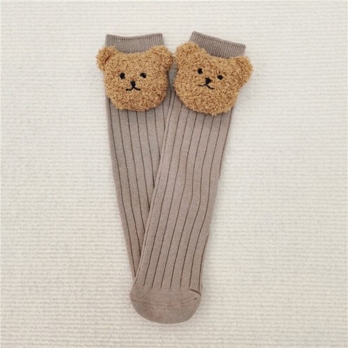 Cartoon Bear Baby Socks Over Calf Knee High Socks Breathable Cozy Autumn Socks - Picture 5 of 19