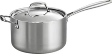 Tramontina 4-Quart Covered Sauce Pan, Stainless Steel Tri-Ply Clad