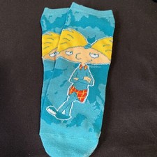 New Nickelodeon Mens HEY ARNOLD Novelty Crew Socks Size 6-12