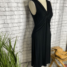 Ann Taylor Women's Sleeveless Braided Front Stretchy Shift Dress Black Small