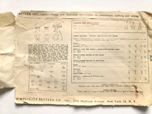 Vtg Simplicity Miss Swimsuit Top/Bra 4 Styles MED 16-18 Bust 34-36 2026 Complete - Picture 4 of 6