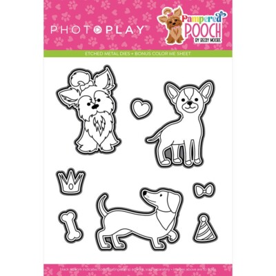 Crafts Metal Die Set Pampered Pooch Bone Dogs Crown Party Hat Heart Bow Tie
