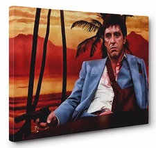 Scarface Al Pacino Framed Canvas Wall Art (Ready To Hang)