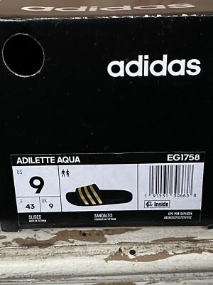 Adidas Mens Adilette Aqua Slides / Sandal Shoe Black/Gold  display picture 1