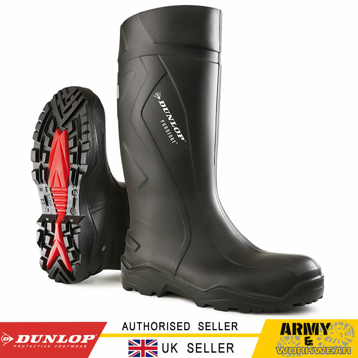 Purofort+ Full Safety Steel Toe Midsole Protection Anti-Static Wellington  Black