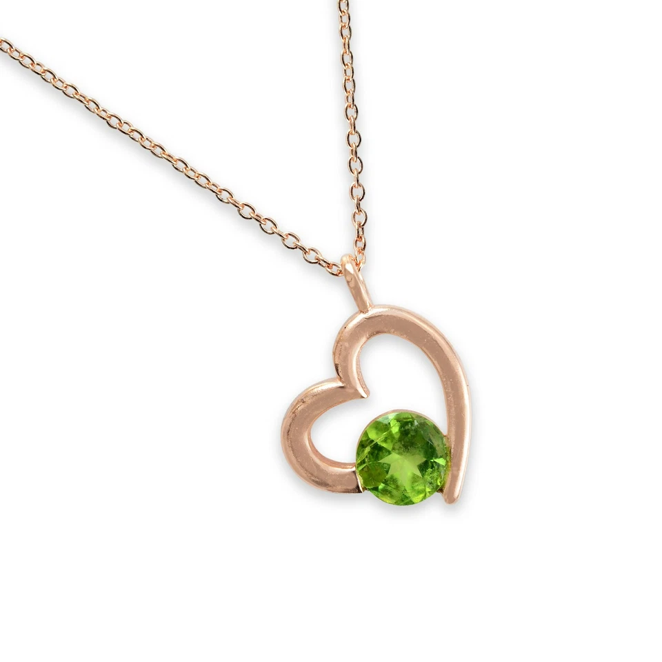 Handcrafted Natural Peridoto 10mm Redondo Forma Corazón 18K Oro Chapado Collar - Imagen 3 de 4
