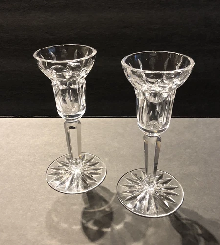 Vintage Waterford Marquis Crystal Taper Candle Holder Calais Pattern Set