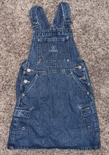 OshKosh B  gosh Denim Jumper Dress Girls 6X Cargo Pockets Classic Overall Dress