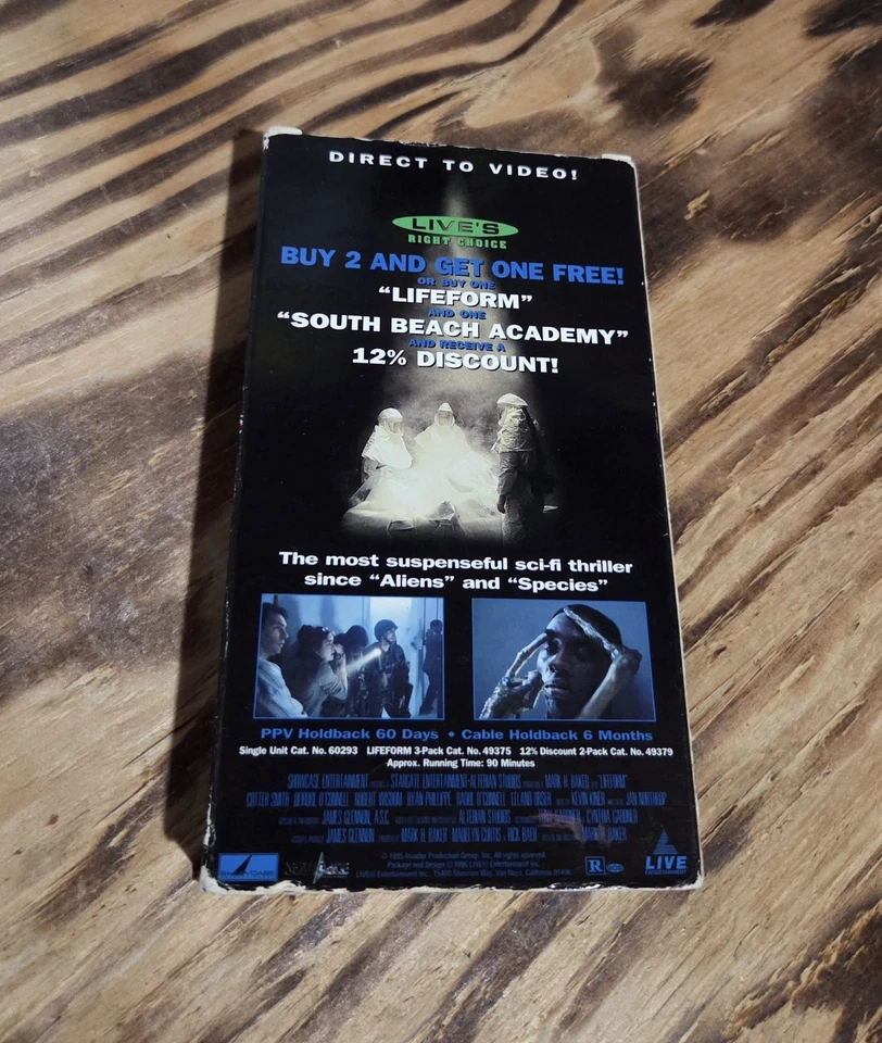 RARE OOP Lifeform VHS film 1995 SCI FI Ryan Phillippe Tested & Working Mold Free Foto 2 de 4
