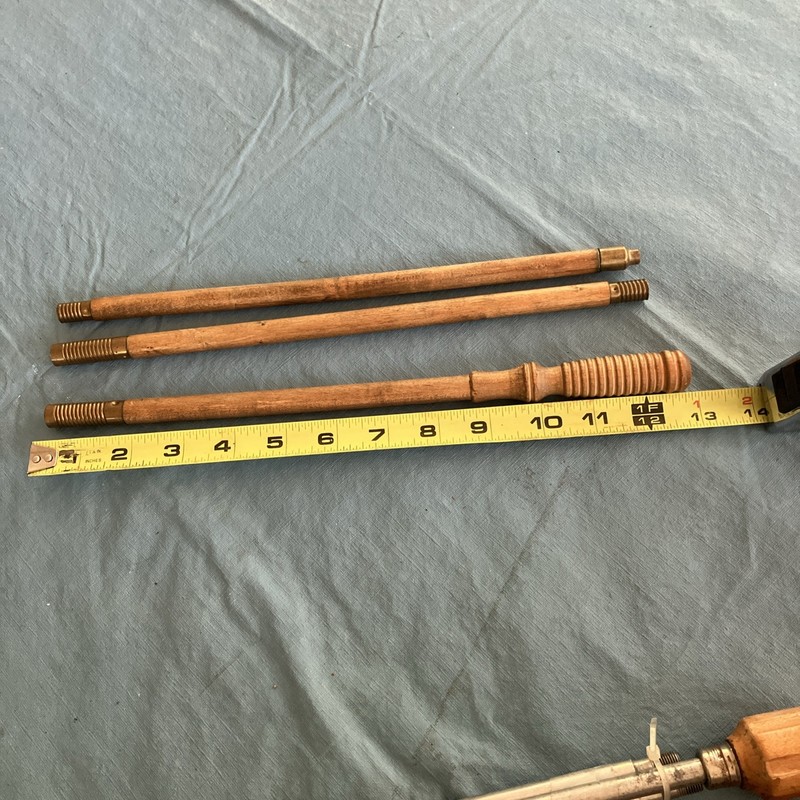 Vintage original 3 piece wood & brass shotgun cleaning rod