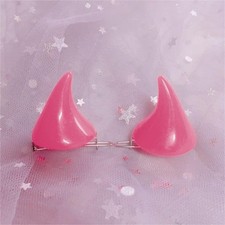 1Pair Pink Hair Clip Devil Horn Ear Clip Hairpin Halloween Cosplay Barrette H...