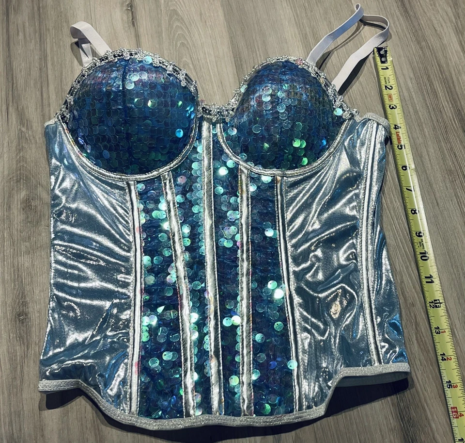 Ice Fairy Bustier Glistening Corset Costume Halloween Theater Cosplay Size S/M - Image 2 of 4