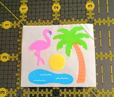 Vintage Stickers Hambly Studios Neon Sticker Mod 80s Pink Flamingo Beach Palm