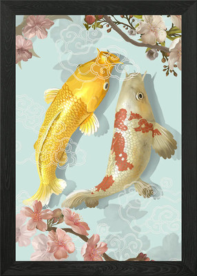 Koi Kaiga Gemälde gerahmt Wandbild Poster Leinwanddruck Bild