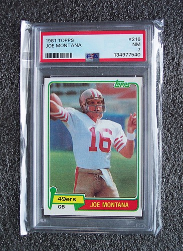 1981 TOPPS JOE MONTANA ROOKIE RC #216 PSA 7 Near Mint HOF San Francisco 49ers