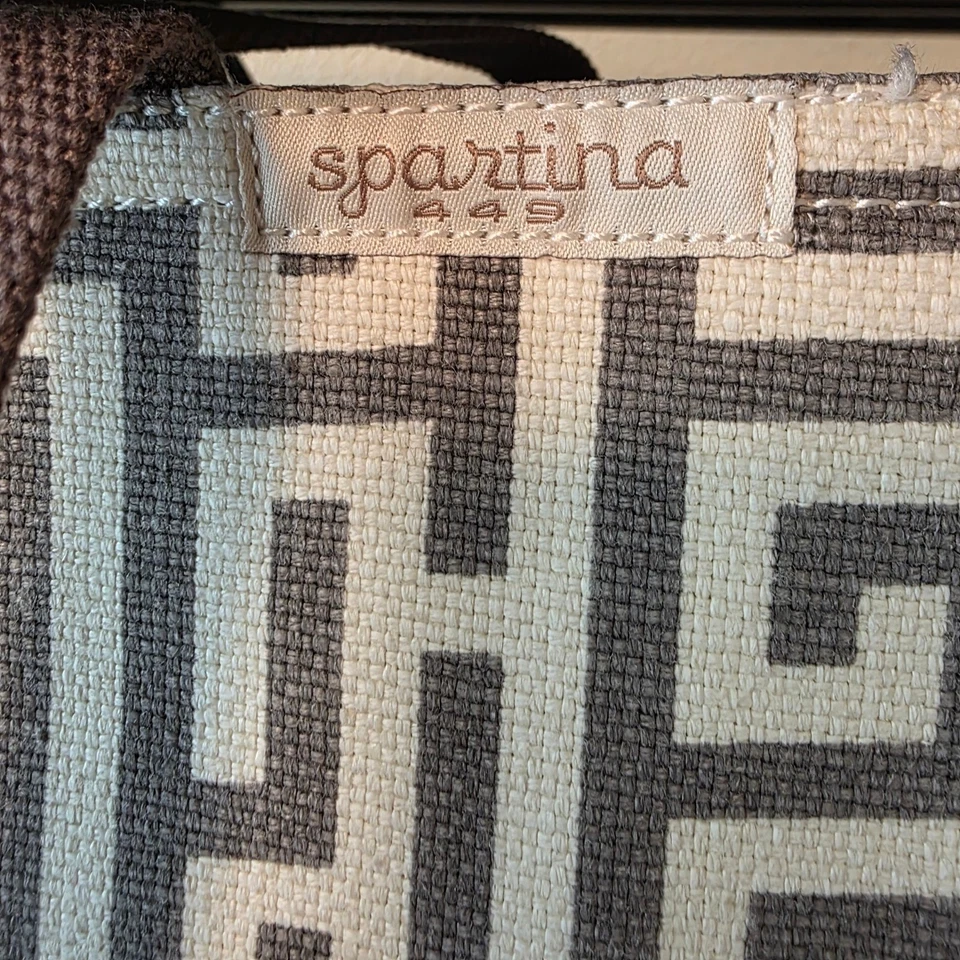 Bolso de Mano Spartina 449 Gris Blanco Estampado Geométrico Playa Viaje Foto 3 de 4