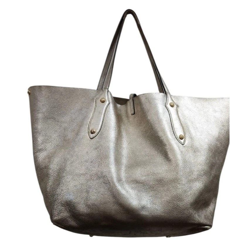 Bolsa tote Annabel Ingall Isabella grande de couro metálico - Imagem 3 de 4