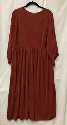 Story Teller Women's Rust Empire Waist Short Sleeve Midi Dress - Size 1X |  eBay