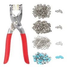 100Set Metal Snap Button Kit 10mm Solid Prong Snap Button Fasteners Tool Blue