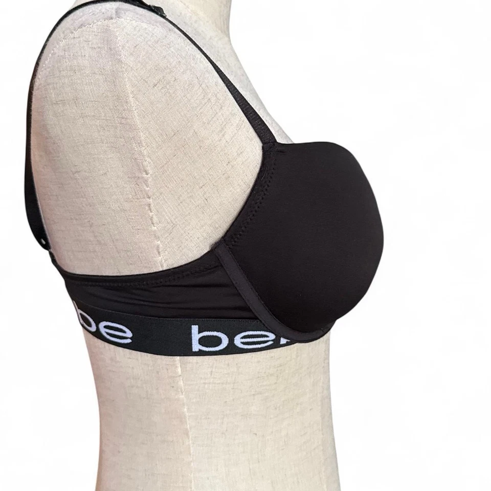 Sutiã Bebe Logo Preto Acolchoado Push Up Underwire 34B Usado Bom Estado - Imagem 3 de 4