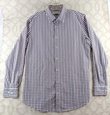 Mizzen + Main Performance Shirt Mens Large White Red Plaid Stretch Long Sleeve