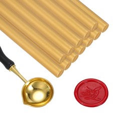 12 Pcs Wax Seal Sticks, Glue Gun Sealing Wax Sticks with Spoon, Amber Gold