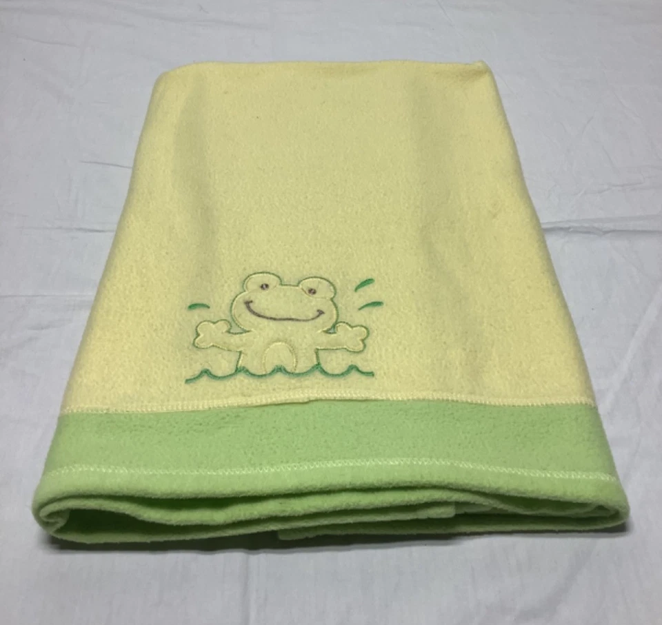 Blankets and Beyond 30x36 Frog Baby Blanket Yellow and Green Pastel - Image 2 of 4
