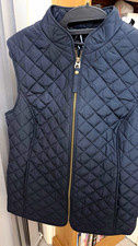 Joules Womens Navy Quilted Zip Front Gilet Bodywarmer Size UK 14 / US 10
