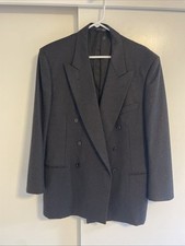 Canali Charcoal Double Breasted Suit Jacket Italian Wool