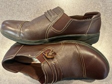  Clarks Cheyn Madi 10M Slip-On Loafers Shoes Dark Brown Women's Slip On Comfort