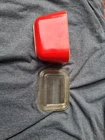 Vtg Pyrex Red 501-B Small Refrigerator Dish w/lid 1.5 cup Clean Bright Red (A)