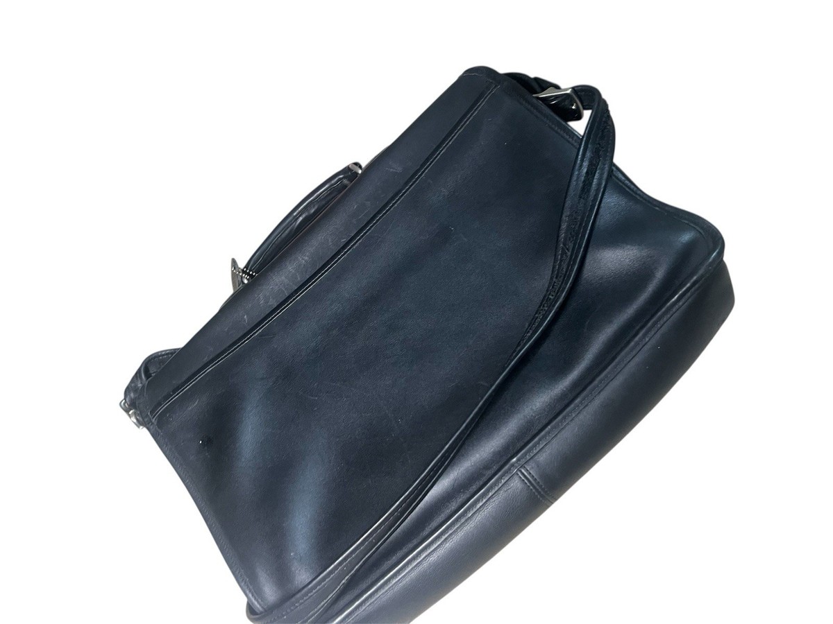 Vintage COACH Black Leather Metropolitan Briefcase Messenger