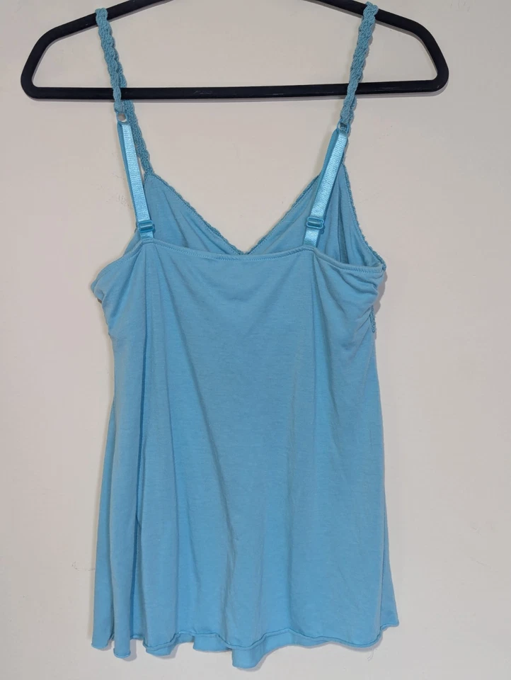 Top Avon Babydoll Cami Talla Pequeña Crochete Corpiño Aqua Y2K Cottage Boho Hippie Foto 3 de 4