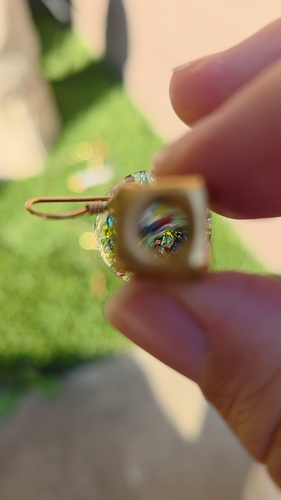 Handwerkliche 1 von 1 handgefertigte Buntglasbearbeitung Kaleidoskop Ohrringe siehe Video - Video 1 von 1