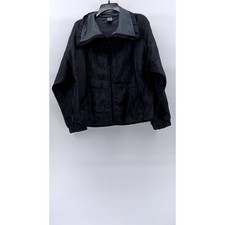 CHAMPION Women's Black Sheer Mock Collar Windbreaker Zip-Up Jacket SZ M