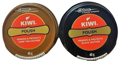 Kiwi Shoe Polish Black & Dark Tan Paste - 40 gm Each (Pack of 2) Free Shipping