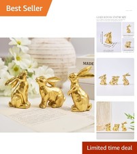 3 Golden Bunny Statues - Versatile Decor for Easter and -Round Home Use