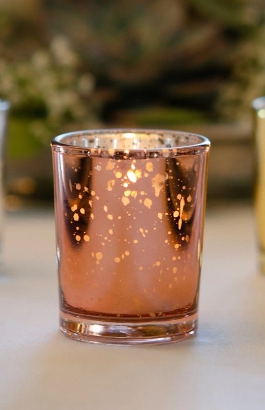 Copper Mercury Glass 2" Votive Candle Holders - 12 Pc., NEW IN BOX