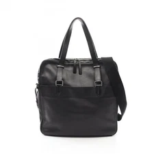 Hermes Evergrain Leather 2Way Handbag Men Black One Size