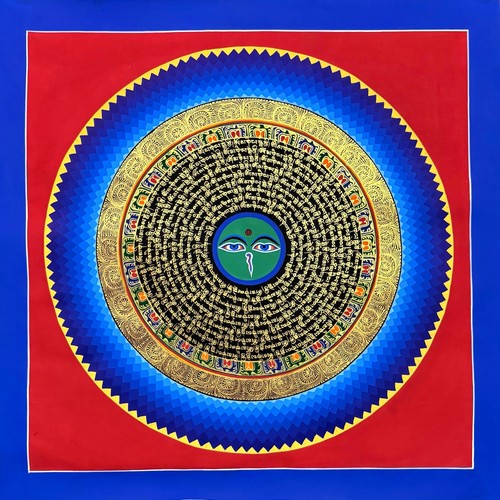 Buddha Augen Mantra Mandala Thangka, Om Mani Padme Hum Mandala Thanka