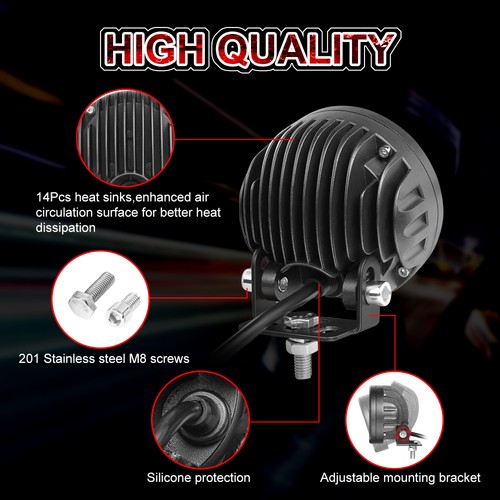 2x3.5" Round LED Work Light Pod Flood Driving SAE Fog Lamp Offroad Truck &Wiring - Picture 4 of 16